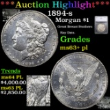 ***Auction Highlight*** 1894-s Morgan Dollar $1 Graded ms63+ pl By SEGS (fc)