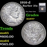 1916-d Barber Quarter 25c Graded ms64+ By SEGS