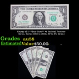 Group of 5 **Star Note** $1 Federal Reserve Notes, Series 1963 to 2009, XF to CU Grade Grades Choice