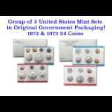 Group of 2 United States Mint Set in Original Government Packaging! From 1972-1973 with 22 Coins Ins