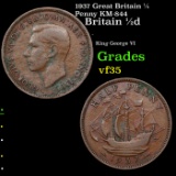 1937 Great Britain 1/2 Penny KM-844 Grades vf++
