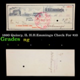 1890 Quincy, IL H.H.Emminga Check For $10 Grades NG