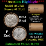 ***Auction Highlight***  AU/BU Slider Brinks Shotgun Peace $1 Roll 1924 & 'P' Ends Virtually UNC (fc