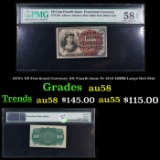 1870's US Fractional Currency 10¢ Fourth Issue Fr-1259 40MM Large Red Seal Graded au58 By PMG