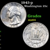 1943-p Washington Quarter 25c Grades Choice Unc