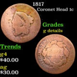 1817 Coronet Head Large Cent 1c Grades g details