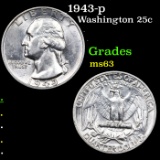 1943-p Washington Quarter 25c Grades Select Unc