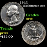 Proof 1942 Washington Quarter 25c Grades GEM+ Proof