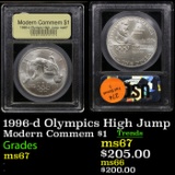 1996-d Olympics High Jump Modern Commem Dollar $1 Graded ms67 By USCG