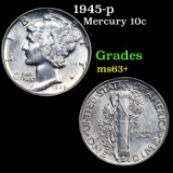 1943-p Mercury Dime 10c Grades Select+ Unc