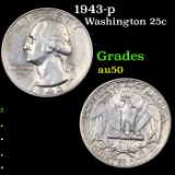 1943-p Washington Quarter 25c Grades AU, Almost Unc
