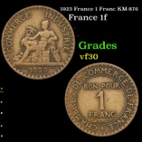 1923 France 1 Franc KM-876 Grades vf++