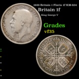 1929 Britain 1 Florin 1f KM-834 Grades vf++