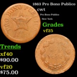 1863 Pro Bono Publico Civil War Token 1c Grades vf+