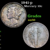 1941-p Mercury Dime 10c Grades AU, Almost Unc