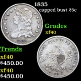 1835 Capped Bust Quarter 25c Grades xf