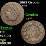 1863 Grocer Civil War Token 1c Grades vg+