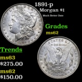 1891-p Morgan Dollar $1 Grades Select Unc