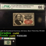 1874 25c Fractional Currency, 5th Issue, Short Thick Key FR-1309  Graded cu66 By PMG