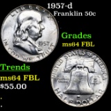 1957-d Franklin Half Dollar 50c Grades Choice Unc FBL