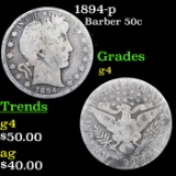 1894-p Barber Half Dollars 50c Grades g, good