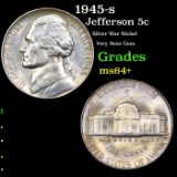 1945-s Jefferson Nickel 5c Grades Choice+ Unc