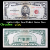 1953A $5 Red Seal United States Note Grades vf, very fine