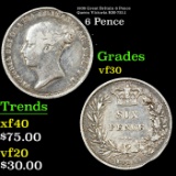 1839 Great Britain 6 Pence Queen Victoria KM-733.1 Grades vf++