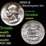 1955-d Washington Quarter 25c Grades Choice+ Unc