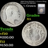 1908 Great Britain 1/2 Crown King Edward VII KM-802 Graded f15 By SEGS