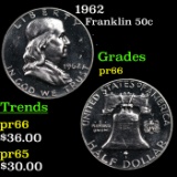 Proof 1962 Franklin Half Dollar 50c Grades GEM+ Proof