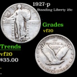 1927-p Standing Liberty Quarter 25c Grades vf, very fine