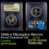 Proof 1996-s Olympics Soccer Modern Commem Half Dollar 50c Graded GEM++ Proof Deep Cameo BY USCG