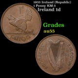 1933 Ireland (Republic) 1 Penny KM-3 Grades Choice AU
