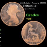 1890 Britain 1 Penny 1p KM-755 Grades vg, very good