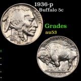 1936-p Buffalo Nickel 5c Grades Select AU