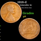 1918-d Lincoln Cent 1c Grades g+