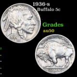 1936-s Buffalo Nickel 5c Grades AU, Almost Unc