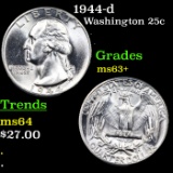 1944-d Washington Quarter 25c Grades Select+ Unc