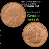 1963 Great Britain 1/2 Penny KM-896 Grades Select Unc RB