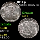 1941-p Walking Liberty Half Dollar 50c Grades Choice AU/BU Slider