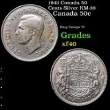 1943 Canada 50 Cents Silver KM-36 Grades xf