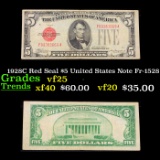 1928C Red Seal $5 United States Note Fr-1528 Grades vf+