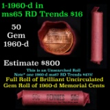 Lincoln 1c roll, 1960-d 50 pcs Auto Coinwrapping Mach. Corp., N.Y Wrapper.