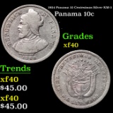 1904 Panama 10 Centesimos Silver KM-3 Grades xf