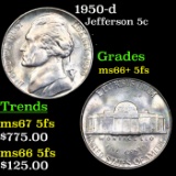 1950-d Jefferson Nickel 5c Grades GEM++ 5fs