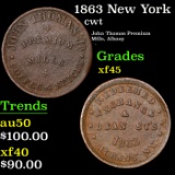 1863 New York Civil War Token 1c Grades xf+