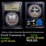 Proof 2013-p 5-Star Generals Marshall & Eisenhower Modern Commem Dollar $1 Graded GEM++ Proof Deep C
