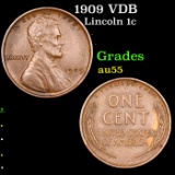 1909 VDB Lincoln Cent 1c Grades Choice AU