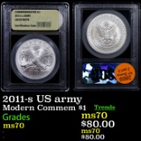 2011-s US army Modern Commem Dollar $1 Graded ms70, Perfection By USCG